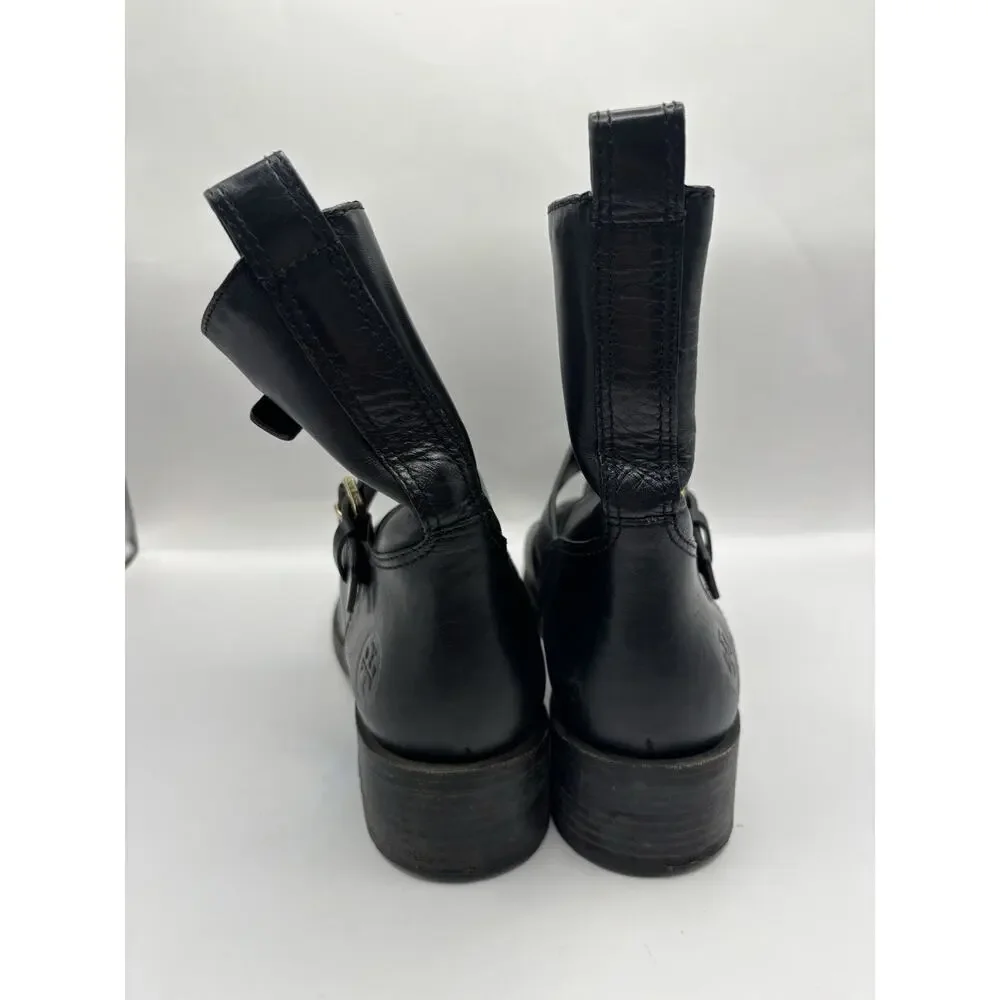 Tory Burch Bennie Moto Black Leather Boots Women Size 9